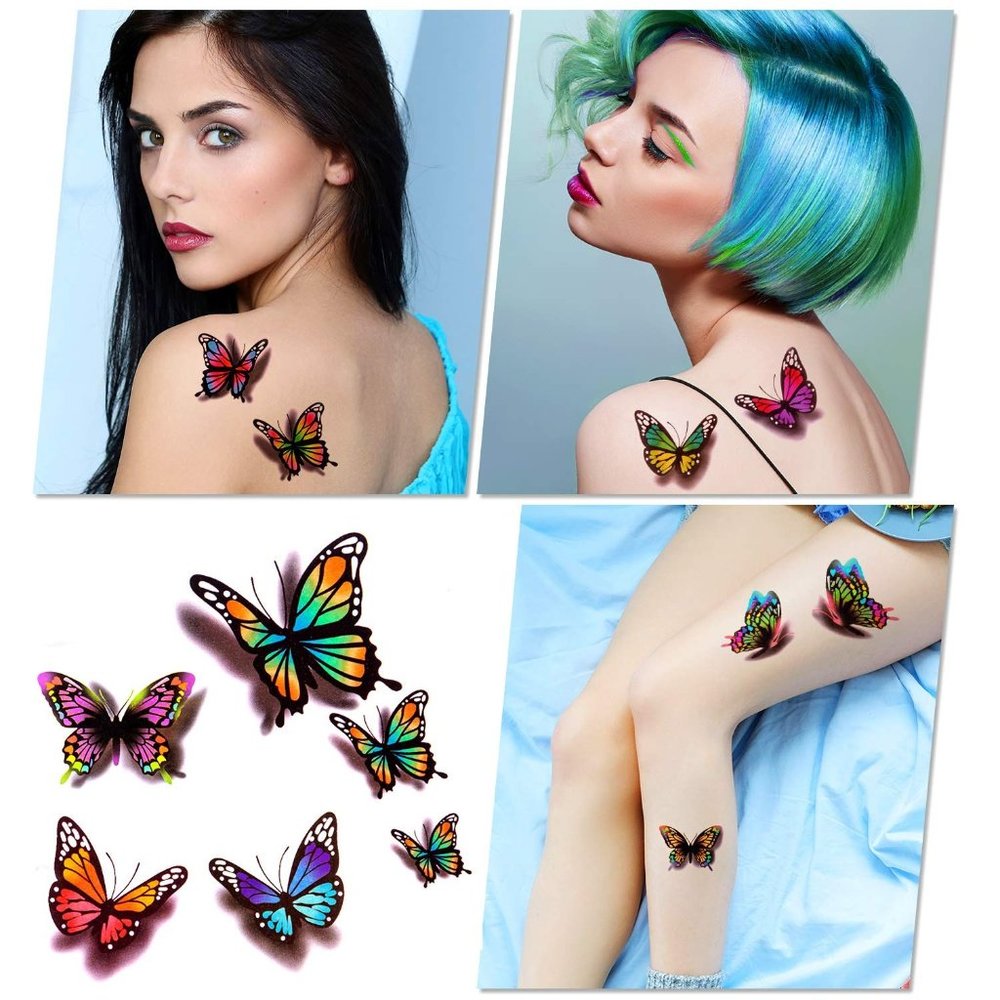 Temporary Various Butterfly Tattoos 50 Piece Set New Butterflies